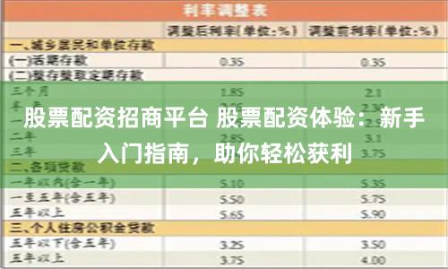 股票配资招商平台 股票配资体验：新手入门指南，助你轻松获利